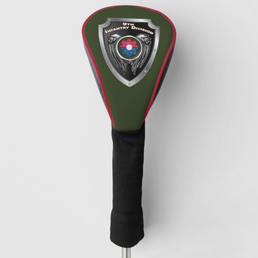 9e Infanteriedivisie Veteranen Schild Golfheadcover (Voorkant)