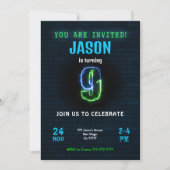 9e jongen verjaardag uitnodiging (Voorkant)