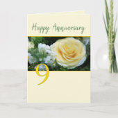 9e Jubileum Gele rozenKaart Kaart (Voorkant)