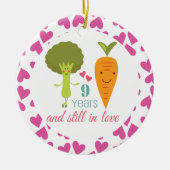 9e Jubileum Kute Couples Keramisch Ornament (Voorkant)