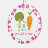 9e Jubileum Kute Couples Keramisch Ornament (Links)