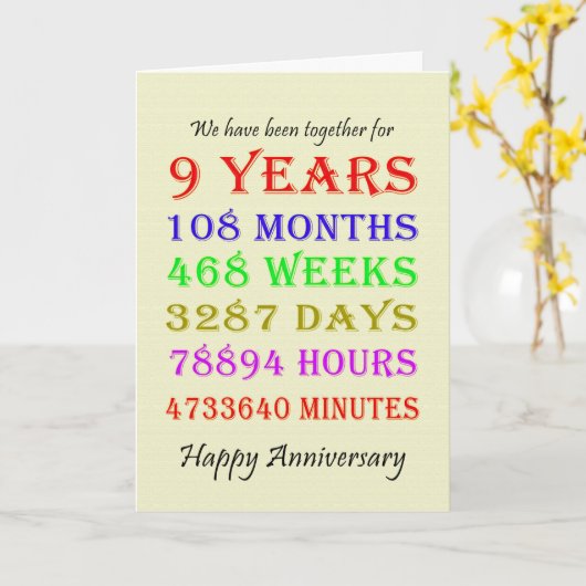 9e Jubileum-mijlpalenkaart Kaart (Gele Bloem)