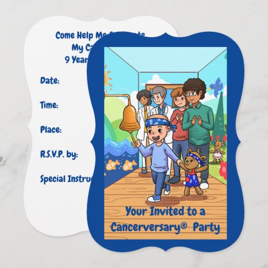 9e Kanker Jubileum Party Uitnodigingen (Voorkant / Achterkant)