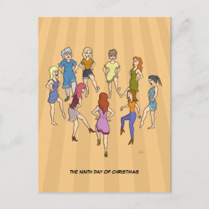 9e Kerstdag (9 Dansende Dames) Briefkaart