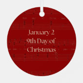 9e Kerstdag Negen dames die dansen Metalen Ornament (Achterkant)