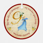 9e Kerstdag Negen dames die dansen Metalen Ornament (Voorkant)