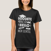 9e klas Afstuderen Hallo Vaarwel Middelbare School T-shirt (Voorkant)
