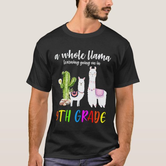 9e klas lama cactus student terug naar school t-shirt (Voorkant)