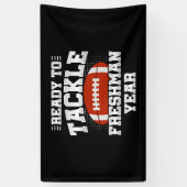 9e klas voetbal klaar om terug naar school aan te  spandoek (Verticaal)