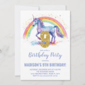9e Rainbow Unicorn Verjaardag Uitnodigingen (Voorkant)