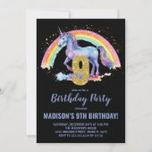 9e Rainbow Unicorn Verjaardag Uitnodigingen (Voorkant)