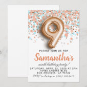 9e Roos Gold Birthday Uitnodiging (Voorkant / Achterkant)