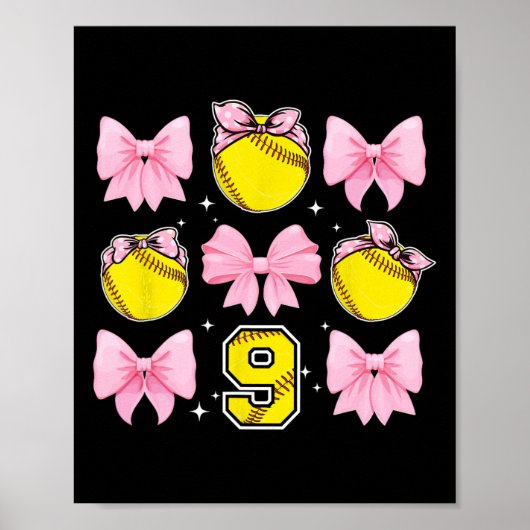9e Softll-verjaardagsfeestje 9-jarige Softll-spele Poster (Voorkant)