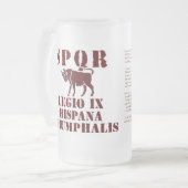 9e Spaans Triumphant Roman Legion Bull Glass Matglas Bierpul (Voorkant links)