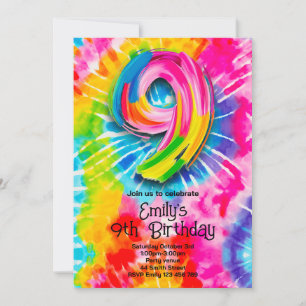 9e Tie Dye Verjaardag Kaart