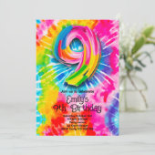 9e Tie Dye Verjaardag Kaart (Staand voorkant)