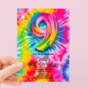 9e Tie Dye Verjaardag Kaart