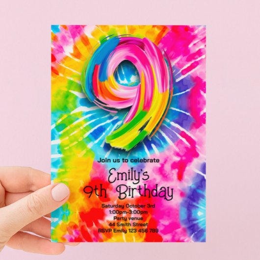 9e Tie Dye Verjaardag Kaart