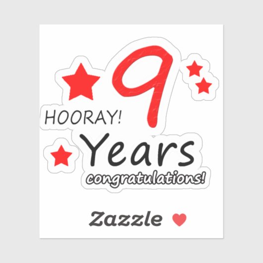 9e trouwdag - 9 jaar Sticker (Vel)