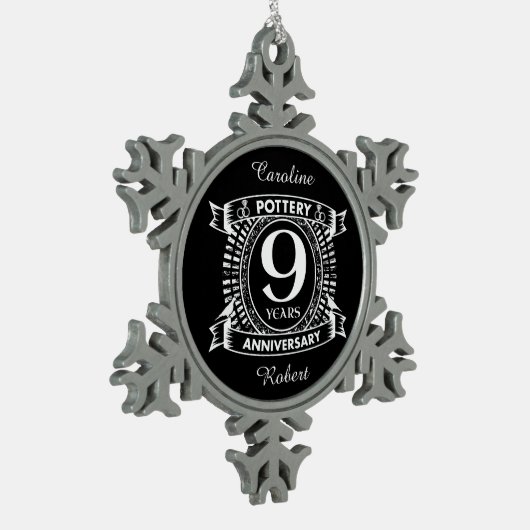 9e trouwdag tin sneeuwvlok ornament (Links)