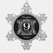 9e trouwdag tin sneeuwvlok ornament (Voorkant)