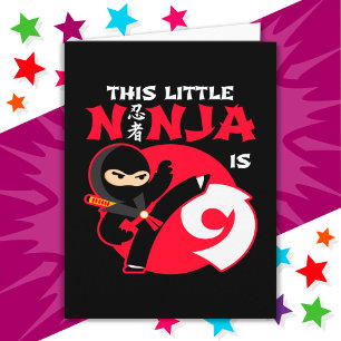 9e Verjaardag 9 Jaar Oud Kinder Feest Little Ninja Kaart