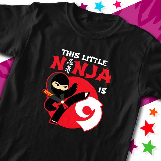 9e Verjaardag 9 Jaar Oud Kinder Feest Little Ninja T-shirt