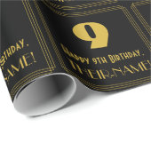 9e verjaardag - Art Deco Geïnspireerde look "9" en Cadeaupapier (Rol Hoek)