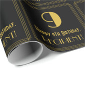 9e verjaardag ~ Art Deco Geïnspireerde look "9", n Cadeaupapier (Rol Hoek)