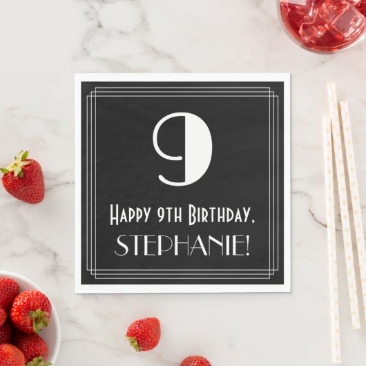 9e verjaardag ~ Art Deco Geïnspireerde look "9", n Servet (Insitu)