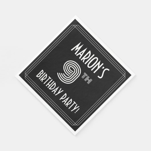 9e verjaardag: Art Deco Style + aangepaste naam Servet (Hoek)