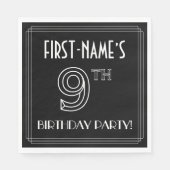9e verjaardag: Art Deco Style + aangepaste naam Servet (Voorkant)