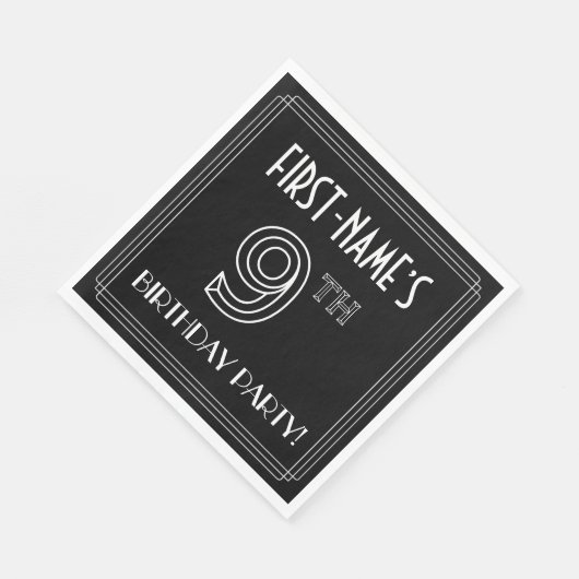 9e verjaardag: Art Deco Style + aangepaste naam Servet (Hoek)