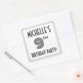 9e verjaardag: Art Deco Style + aangepaste naam Vierkante Sticker (Envelop)