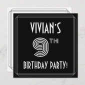 9e verjaardag: Art Deco Style met aangepaste naam Kaart (Voorkant / Achterkant)