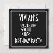 9e verjaardag: Art Deco Style met aangepaste naam Kaart (Voorkant)