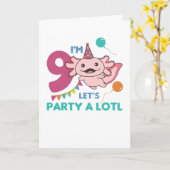 9e verjaardag Axolotl Negen jaar oude Cute Axolotl Kaart (Gele Bloem)