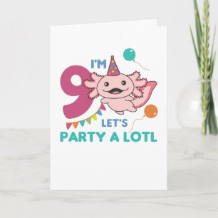 9e verjaardag Axolotl Negen jaar oude Cute Axolotl Kaart