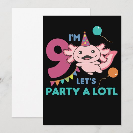 9e verjaardag Axolotl Negen jaar oude Cute Axolotl Kaart (Voorkant / Achterkant)
