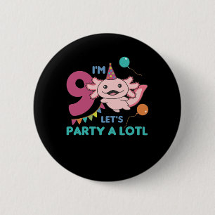 9e verjaardag Axolotl Negen jaar oude Cute Axolotl Ronde Button 5,7 Cm