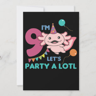 9e verjaardag Axolotl Negen jaar oude Mooie Axolot Kaart