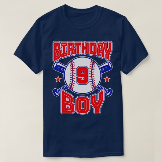 9e verjaardag Baseball Big Nummer negende 9 jaar o T-shirt (Design voorkant)