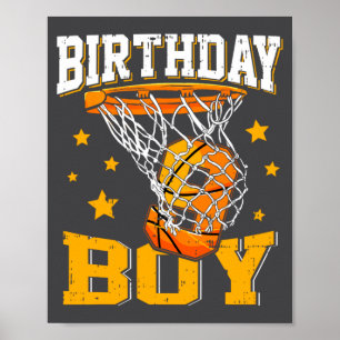 9e verjaardag basketbal jongen 9 jaar oud basketba poster