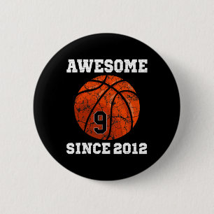 9e verjaardag Basketbal Liefhebber Gift 9 Jaar Oud Ronde Button 5,7 Cm