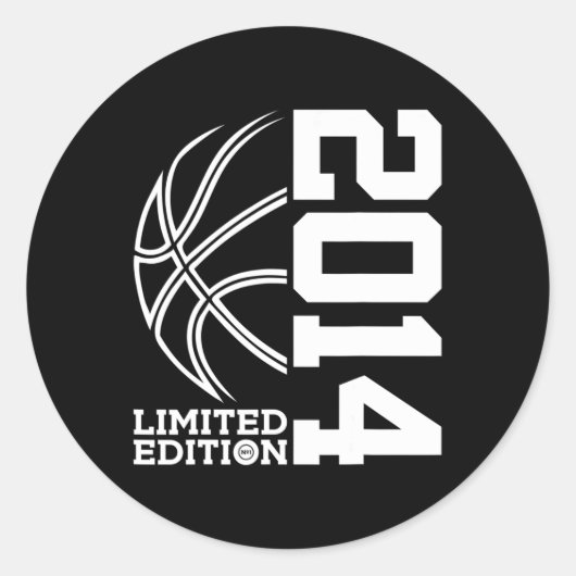 9e verjaardag Basketbal Limited Edition 2014 1 Ronde Sticker (Voorkant)