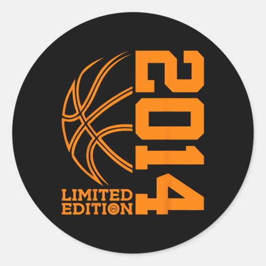 9E VERJAARDAG BASKETBAL LIMITED EDITION 2014 RONDE STICKER (Voorkant)