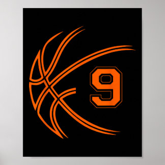 9e verjaardag basketbal negen 9 jaar oud jongens K Poster
