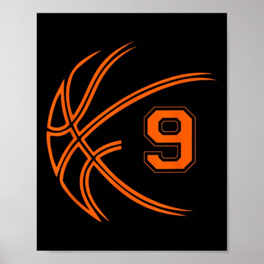 9e verjaardag basketbal negen 9 jaar oud jongens K Poster (Voorkant)