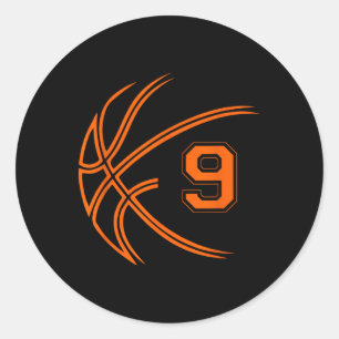 9e verjaardag basketbal negen 9 jaar oud jongens K Ronde Sticker
