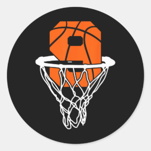 9e verjaardag basketbal negen 9 jaar oud jongens K Ronde Sticker